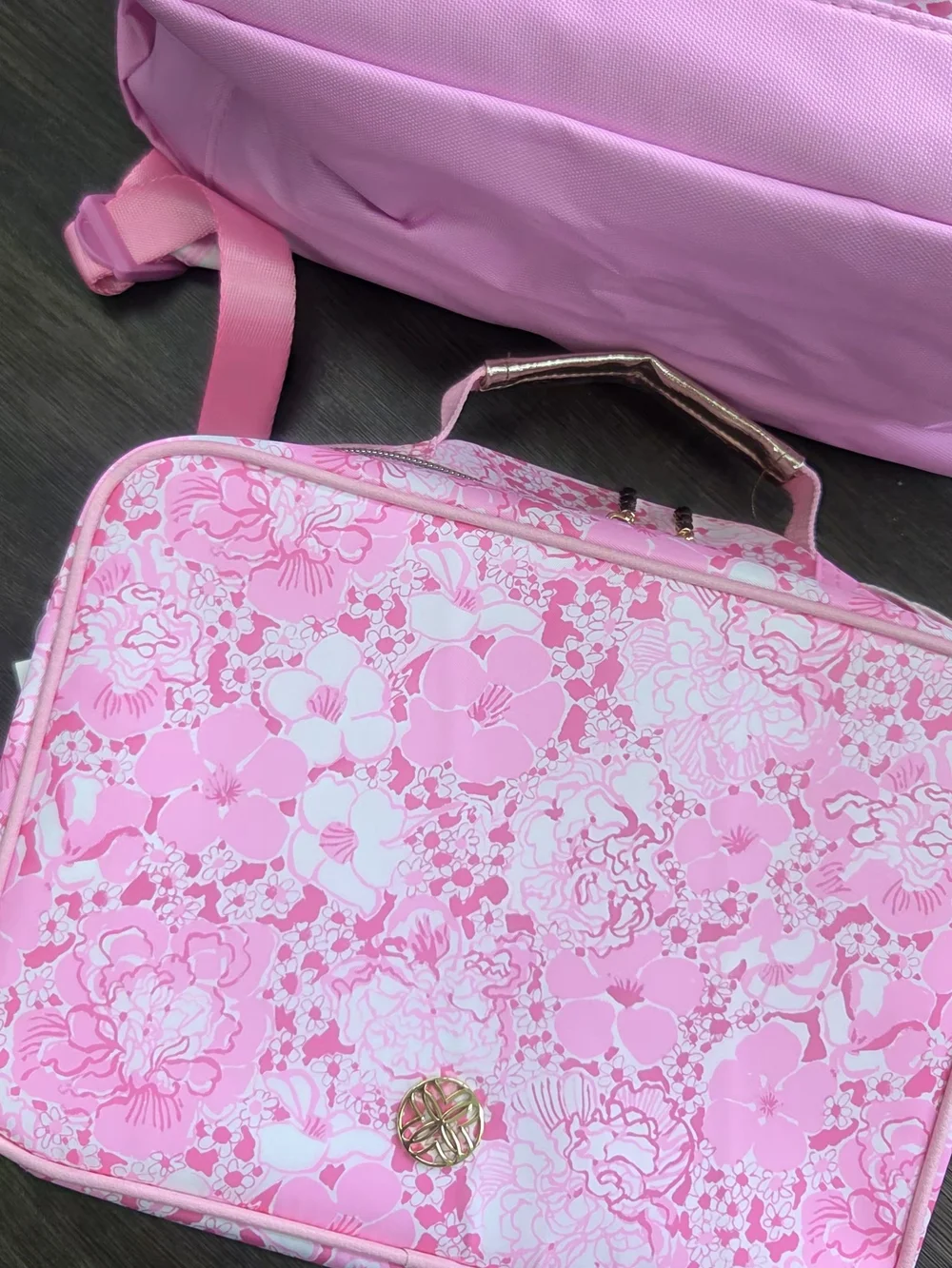 Lilly Pulitzer Pink Floral Backpack and Lunch Bag Set